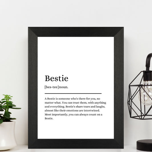 Second Ave Black Framed A5 Bestie Definition Quote Word Wall Art Print Birthday Gift Home Decor