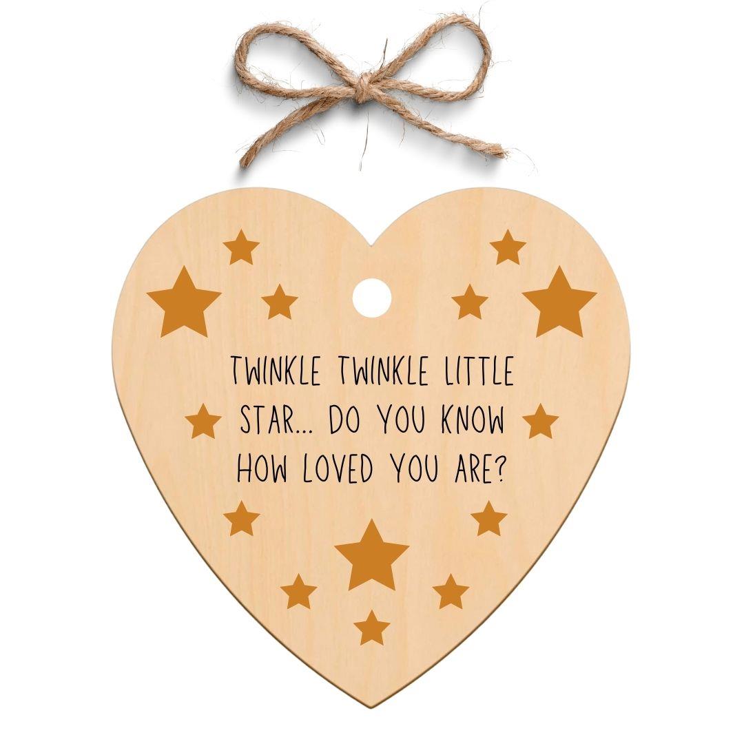 Second Ave Twinkle Twinkle Little Star Wooden Hanging Heart Gift Plaque