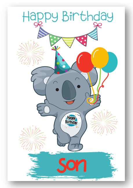 Second Ave Son Children's Kids Koala Bear Birthday Card For Him Greetings Card