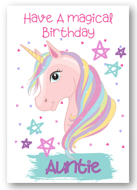 Second Ave Auntie Children's Kids Magical Unicorn Birthday Card For Her Greetings Card