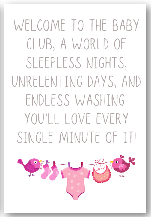 Second Ave Welcome To The Baby Club Newborn Baby Girl Congratulations Card