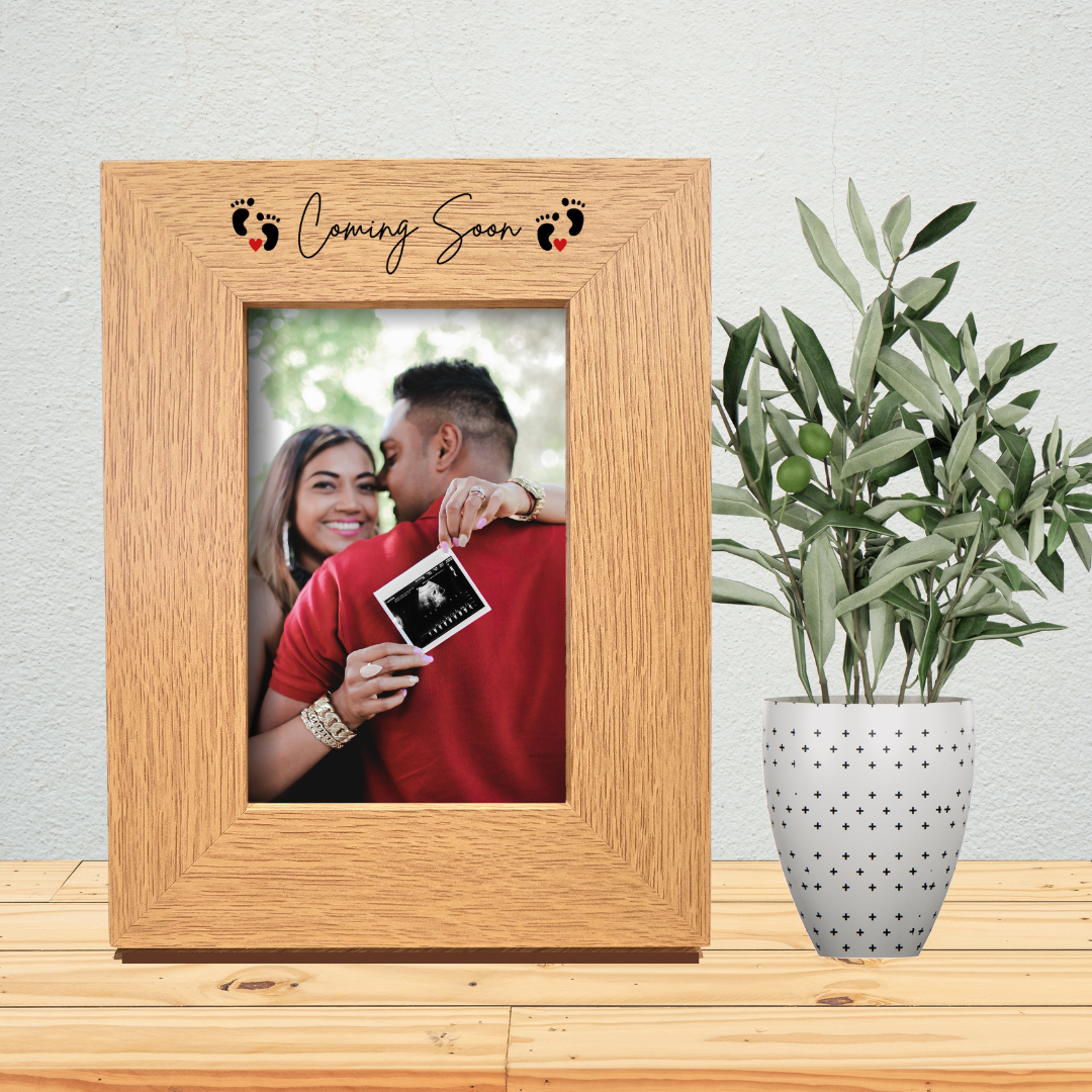 Second Ave Baby Feet Coming Soon Scan Pregnancy Announcement Oak 6x4 Portrait Picture Photo Frame Gift