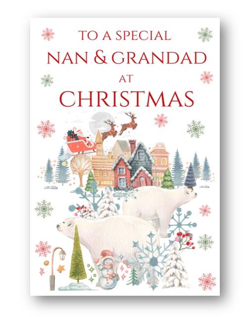 Second Ave Nan & Grandad Christmas Polar Bear Xmas Holiday Festive Greetings Card