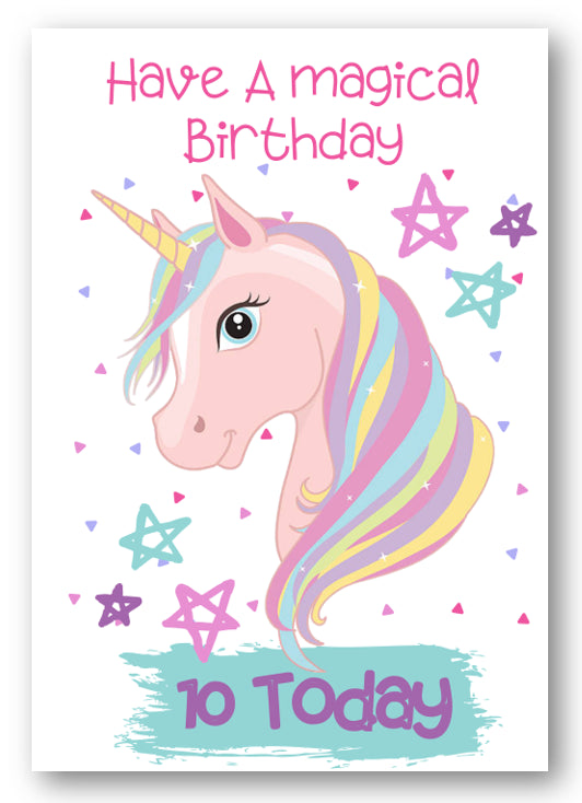 Second Ave Age 10 Children's Kids Magical Unicorn 10th Birthday Card Greetings Card