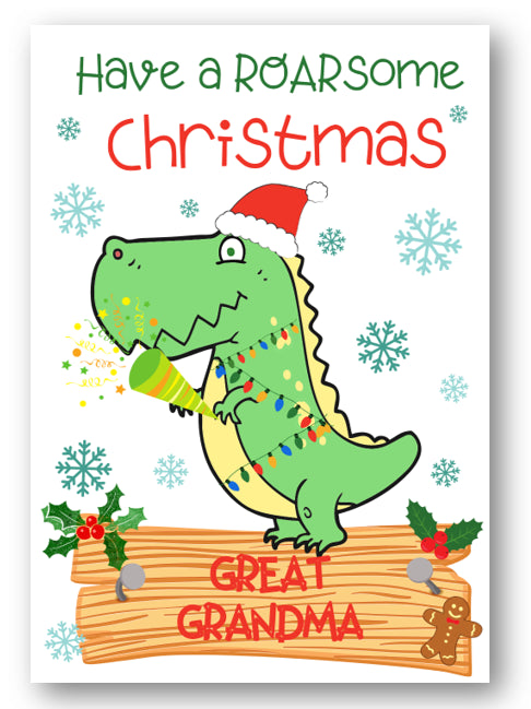 Second Ave Great Grandma Dinosaur Children's Kids Christmas Xmas Holiday Festive Greetings Card