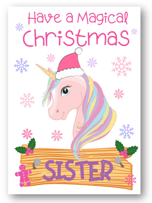 Second Ave Sister Unicorn Children's Kids Christmas Xmas Holiday Festive Greetings Card