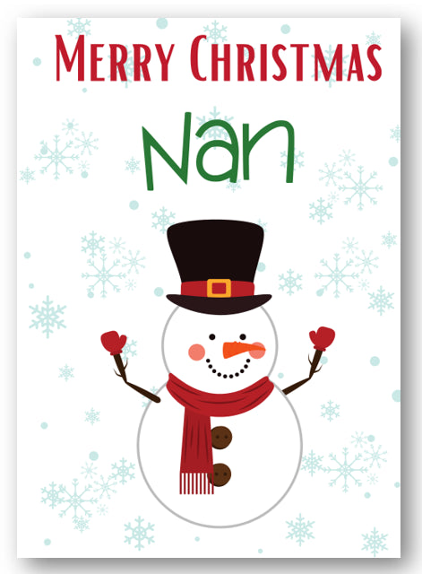 Second Ave Nan Snowman Children's Kids Christmas Xmas Holiday Festive Greetings Card