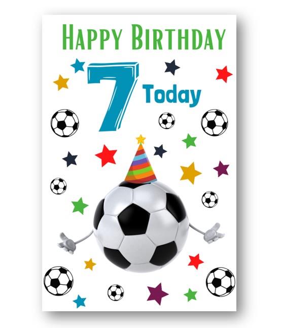 Second Ave 7th Birthday Age 7 Football Children's Kids Happy Birthday Card Greetings Card