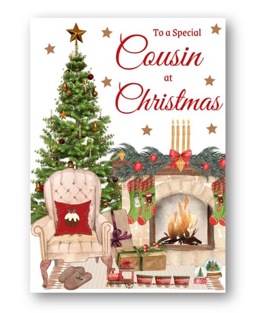 Second Ave Cousin Christmas Home Fireplace Xmas Holiday Festive Greetings Card