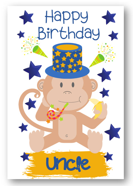 Second Ave Uncle Children's Kids Monkey Birthday Card For Him Greetings Card