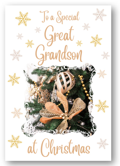 Second Ave Great Grandson Christmas Gold Decoration Xmas Holiday Festive Greetings Card