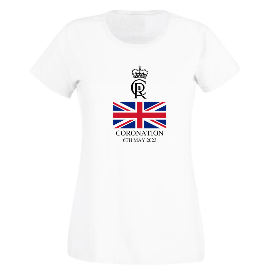 Second Ave Women's King Charles III Royal Coronation Great Britain Celebration White T-Shirt T Shirt