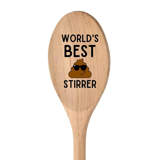 Second Ave Funny Joke World's Best Stirrer 12" Wooden Spoon Chef baker Birthday Christmas Gift