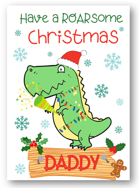 Second Ave Daddy Dinosaur Children's Kids Christmas Xmas Holiday Festive Greetings Card