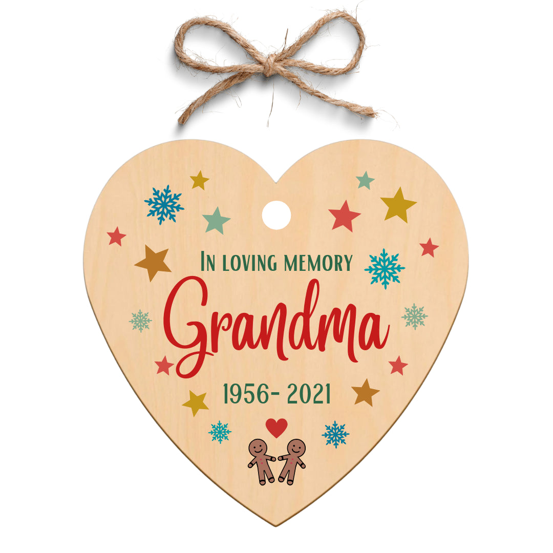 Second Ave Personalised Remembrance Christmas Wooden Hanging Heart Christmas Xmas Tree Decoration Bauble