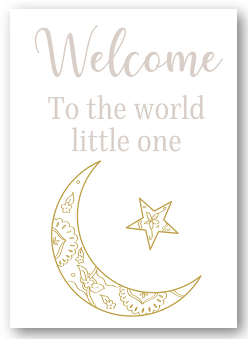 Second Ave Welcome To The World Little One Moon & Star Newborn Baby Congratulations Card