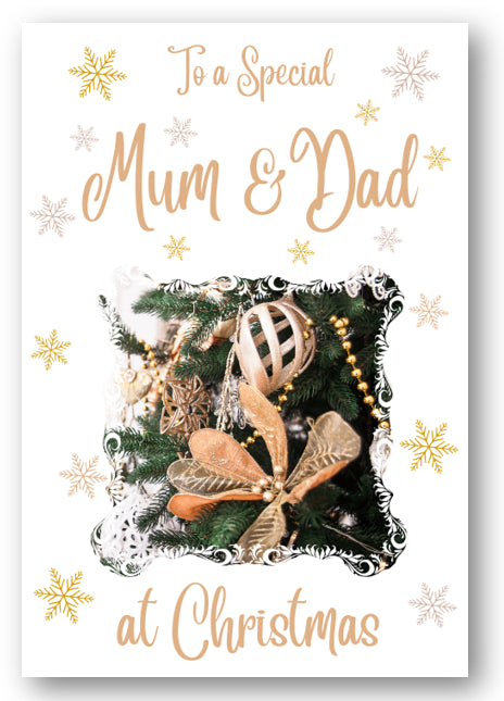 Second Ave Mum & Dad Christmas Gold Decoration Xmas Holiday Festive Greetings Card