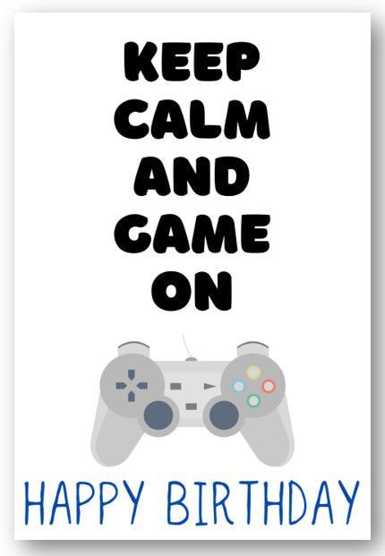 Second Ave Keep Calm and Game On Playstation Birthday Card Greetings Card