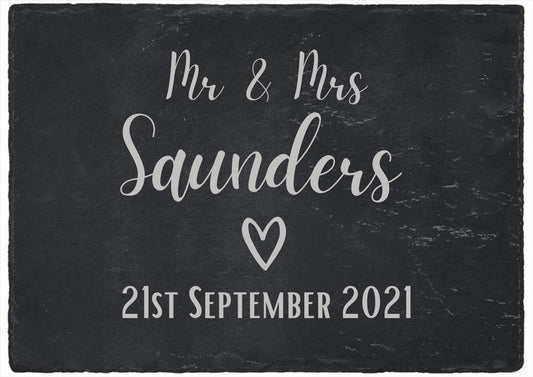 Second Ave Personalised Mr & Mrs Natural Rock Slate Rectangle Cheeseboard Placemat Birthday Xmas Gift