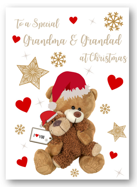 Second Ave Grandma & Grandad Bear Heart Christmas Xmas Holiday Festive Greetings Card