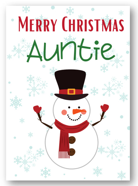 Second Ave Auntie Snowman Children's Kids Christmas Xmas Holiday Festive Greetings Card