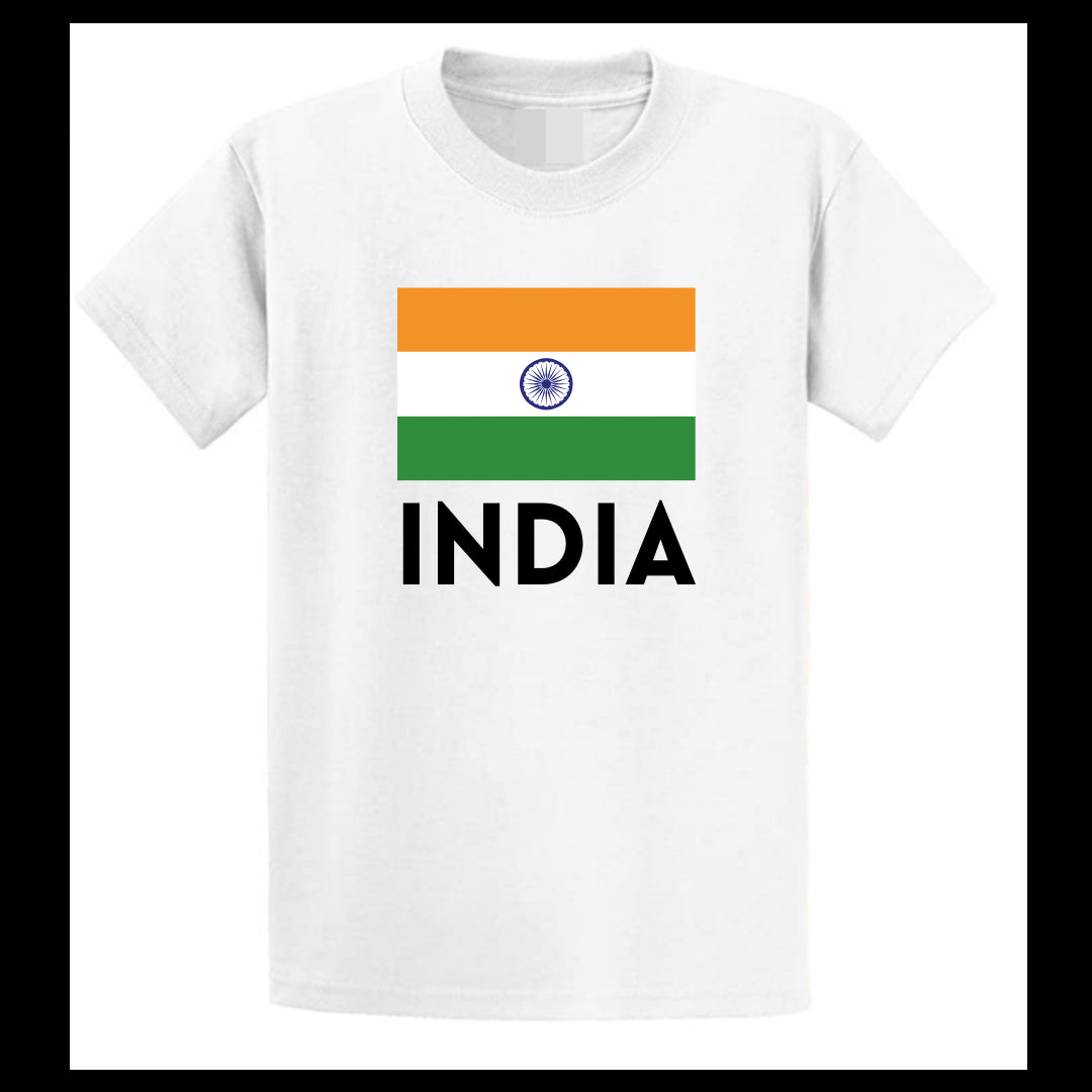 Second Ave Adult Unisex India Flag Cricket Supporter White T Shirt Top Kit