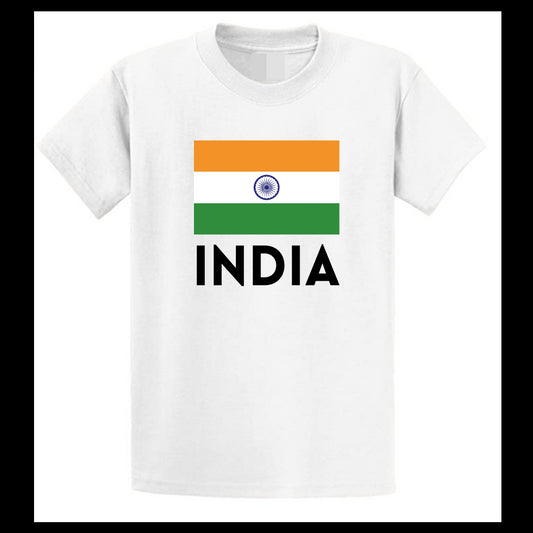 Second Ave Adult Unisex India Flag Cricket Supporter White T Shirt Top Kit