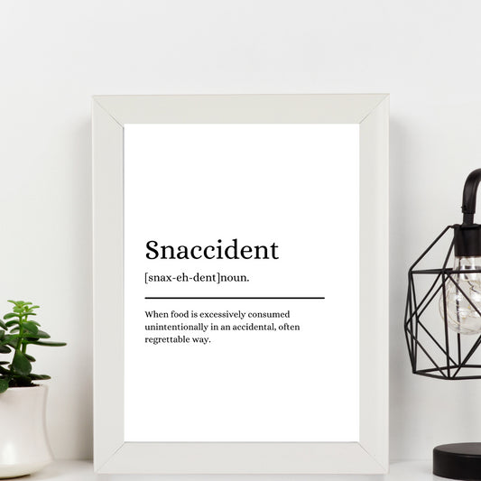 Second Ave White Framed A5 Snaccident Definition Quote Word Wall Art Print Birthday Gift Home Decor