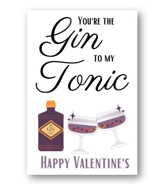 Second Ave Gin To My Tonic Valentine Card For Him/Her Cute Romantic Valentine's Day