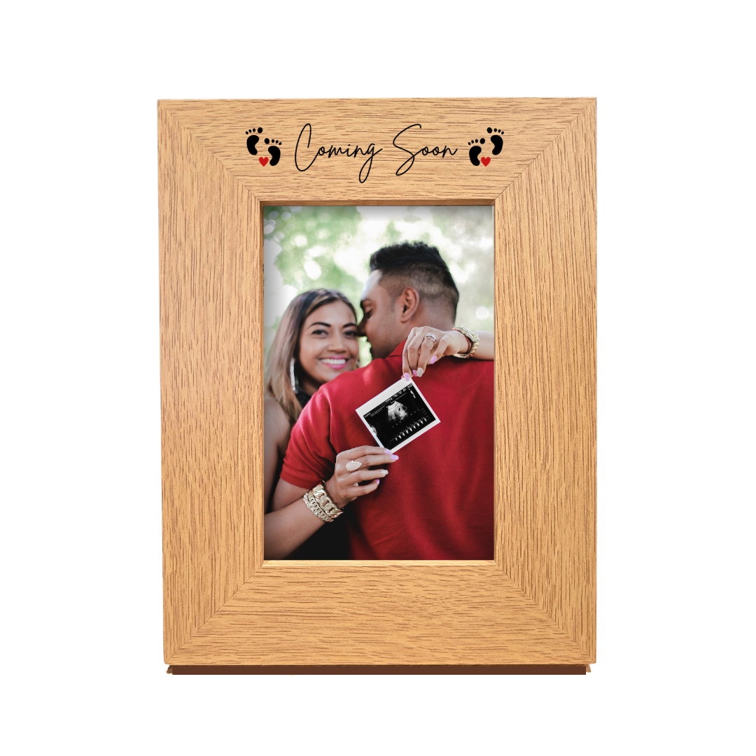 Second Ave Baby Feet Coming Soon Scan Pregnancy Announcement Oak 6x4 Portrait Picture Photo Frame Gift