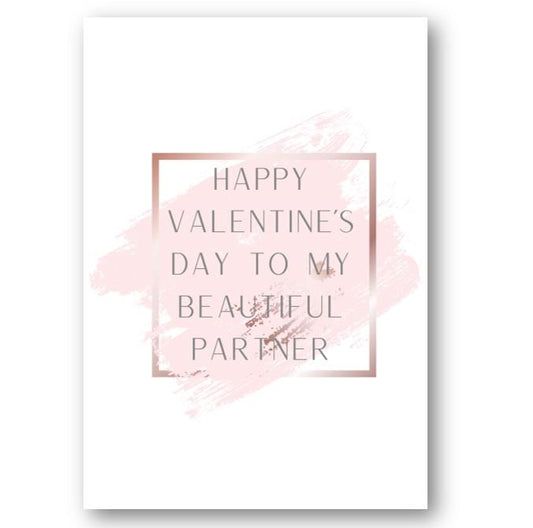 Second Ave Partner Valentine Card Cute Romantic Card - Pink Block Design