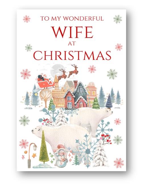 Second Ave Wife Christmas Polar Bear Xmas Holiday Festive Greetings Card