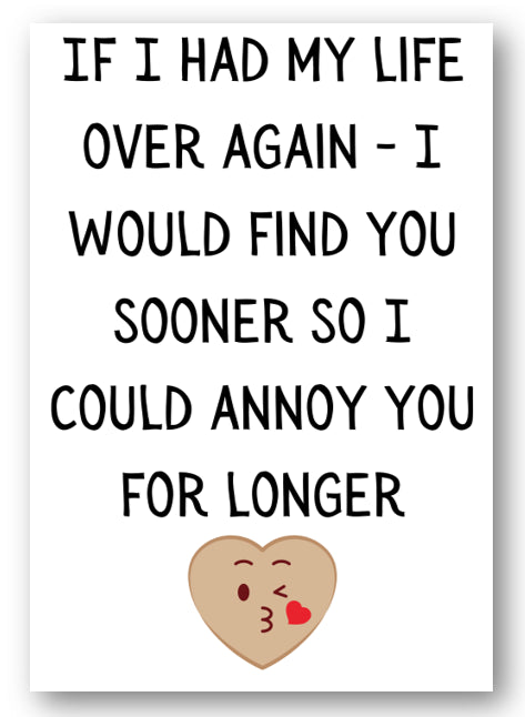 Second Ave Funny Life Over Again Birthday Valentine Card For Him/Her