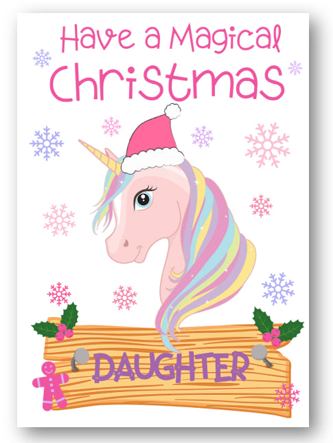 Second Ave Daughter Unicorn Children's Kids Christmas Xmas Holiday Festive Greetings Card