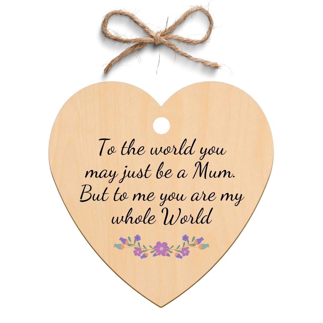 Second Ave Mum You Are My World Wooden Hanging Heart Gift Plaque