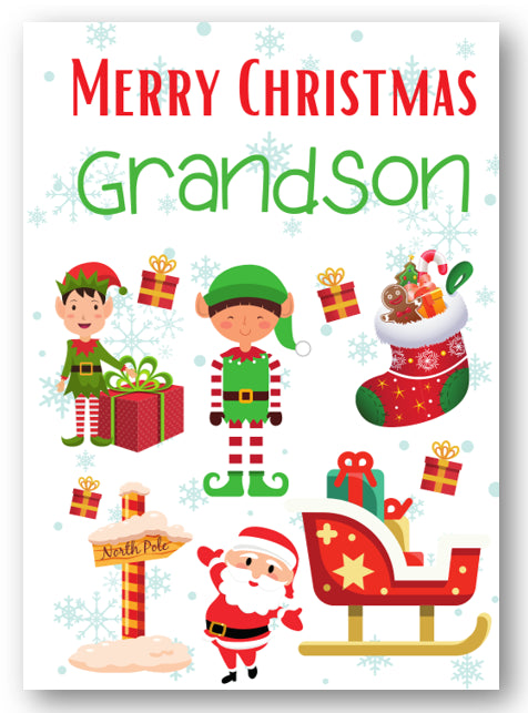 Second Ave Grandson Santa Elf Workshop Children's Kids Christmas Xmas Holiday Festive Greetings Card