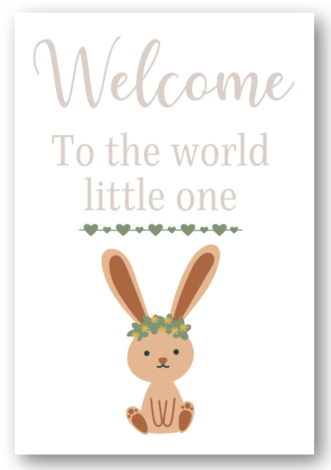 Second Ave Welcome To The World Little One Rabbit Newborn Baby Congratulations Card