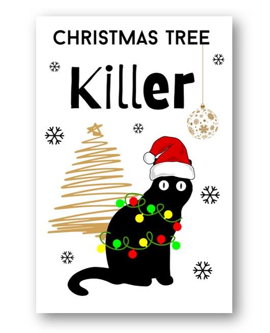 Second Ave Funny Cat Christmas Tree Killer Xmas Holiday Festive Greetings Card