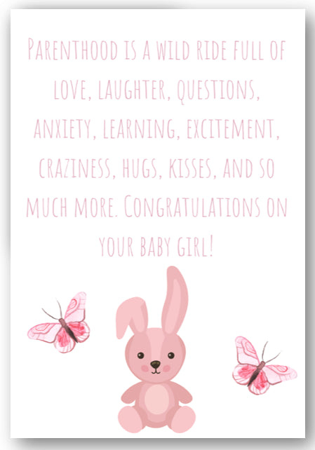 Second Ave Parenthood Is A Wild Ride Rabbit Newborn Baby Girl Congratulations Card