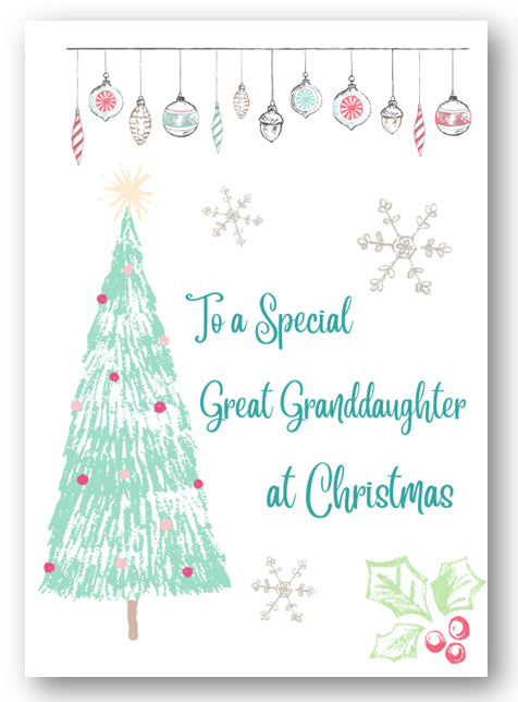 Second Ave Great Granddaughter Christmas Tree Xmas Holiday Festive Greetings Card