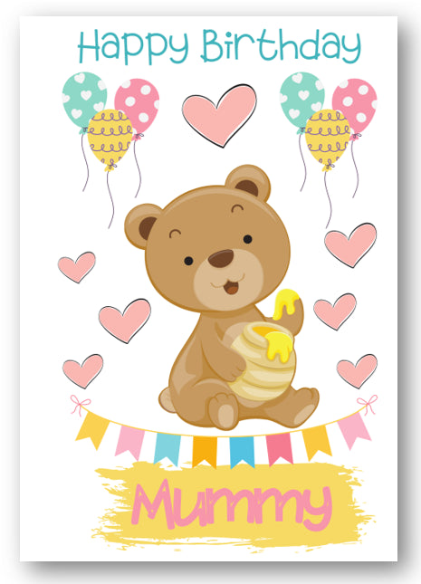 Second Ave Mummy Children's Kids Bear Birthday Card For Her Greetings Card