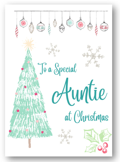 Second Ave Auntie Christmas Tree Xmas Holiday Festive Greetings Card