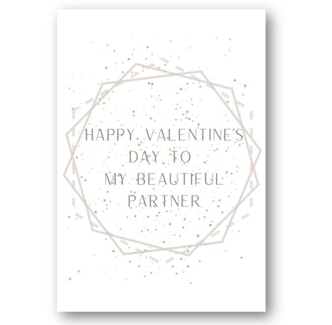 Second Ave Partner Valentine Card Cute Romantic Card - Hexagon Design