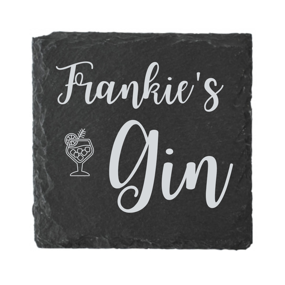 Second Ave Personalised Natural Rock Slate Gin Drinks Coaster Any Name Birthday Gift