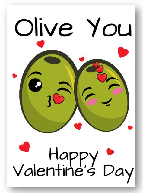 Second Ave Funny Cute Olive You Pun Valentine's Day Card For Him/Her