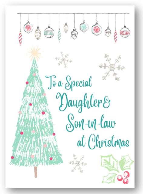 Second Ave Daughter & Son-in-Law Christmas Tree Xmas Holiday Festive Greetings Card