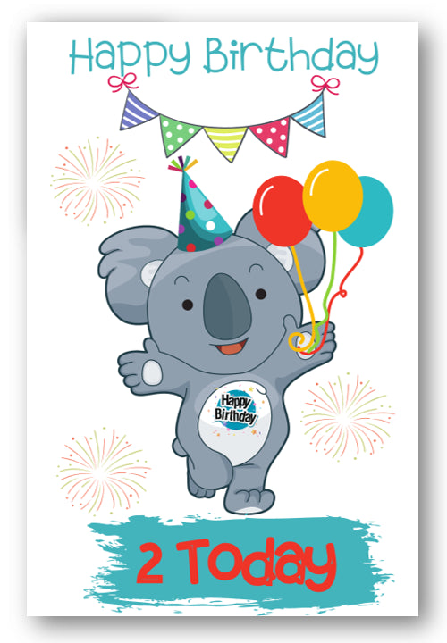 Second Ave Age 2 Children's Kids Koala Bear 2nd Birthday Card Greetings Card