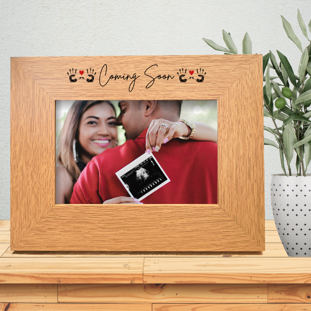 Second Ave Baby Hands Coming Soon Scan Pregnancy Announcement Oak 6x4 Landscape Picture Photo Frame Gift