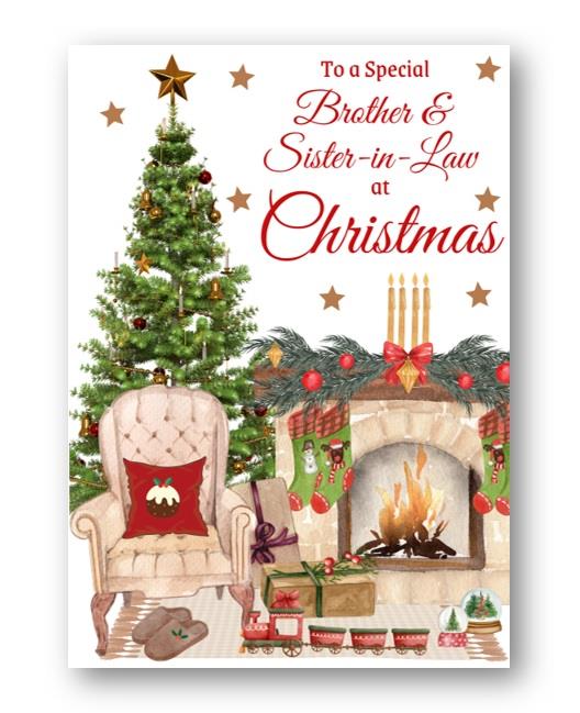 Second Ave Brother & Sister-in-Law Christmas Home Fireplace Xmas Holiday Festive Greetings Card