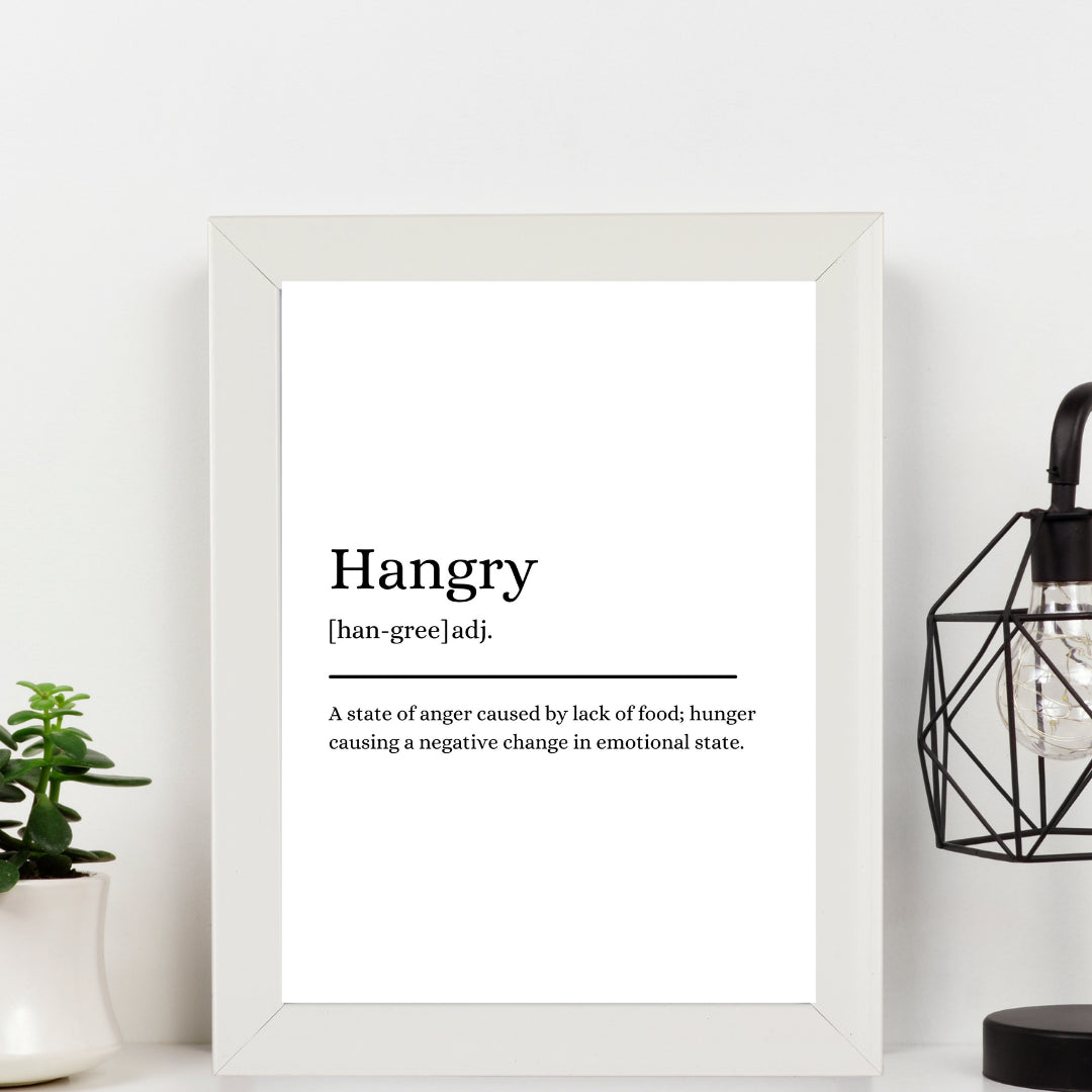 Second Ave White Framed A4 Hangry Definition Quote Word Wall Art Print Birthday Gift Home Decor